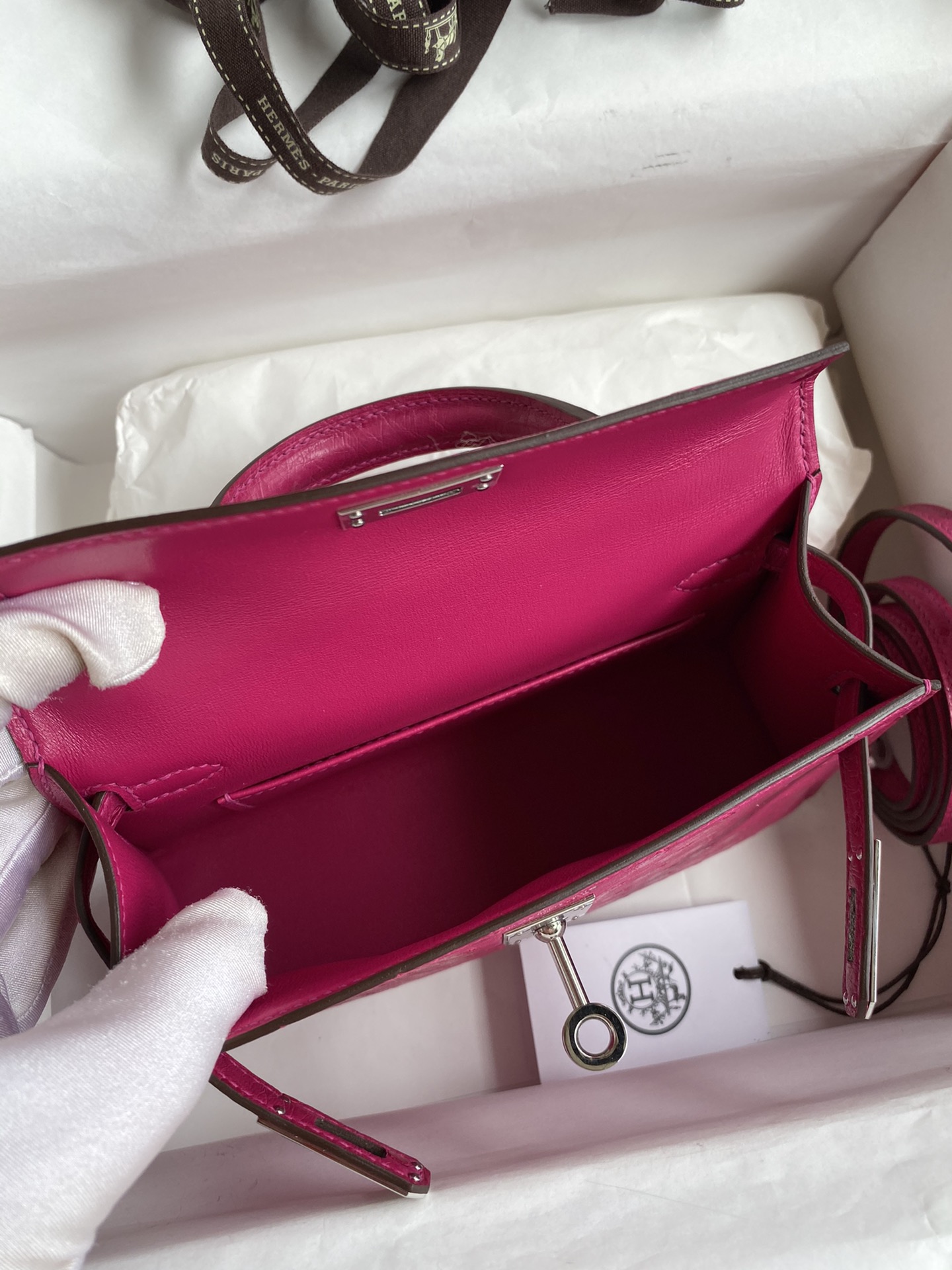 Hermes Kelly Mini II Bag 19CM In Bordeaux Ostrich Leather